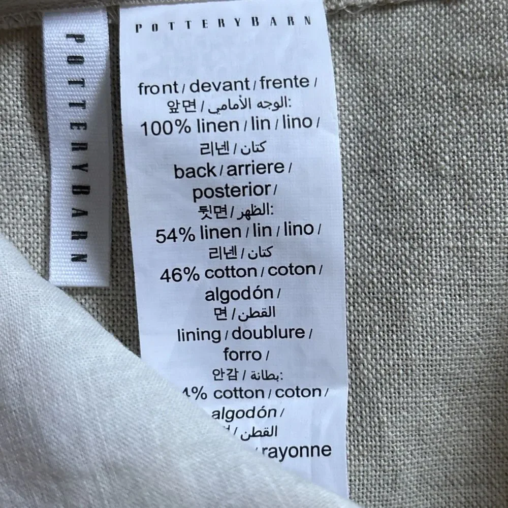 NWOT Pottery Barn Reilley Pillow Cover Linen Sage Green Cream 22” Embroidered
